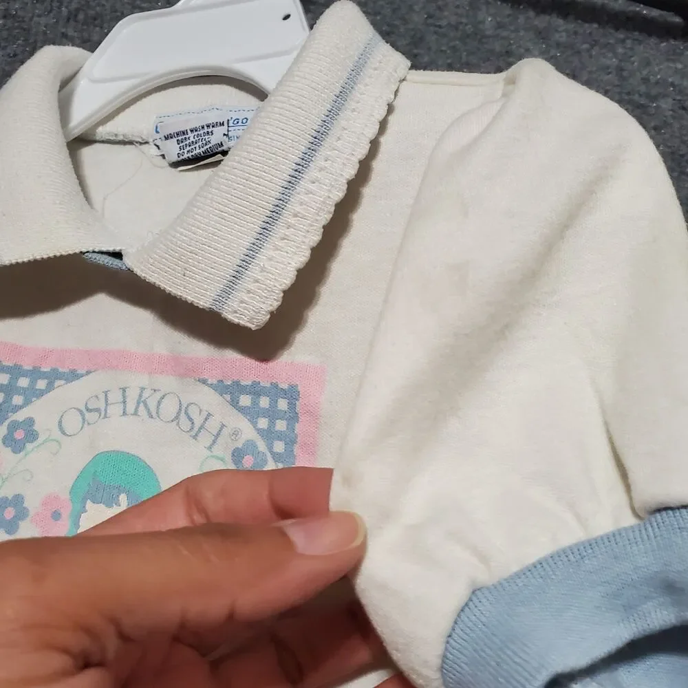 Vintage OshKosh B'gosh Prairie Girl Shirt Toddler 2T Floral 90s Flower Cute Polo